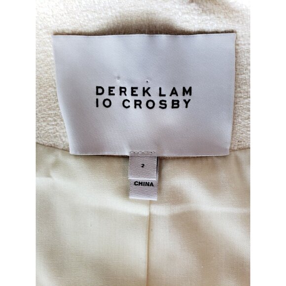 Derek Lam 10 Crosby Jacket Womens 2 Peplum Ivory Fringe Lapel Blazer Textured - Picture 4 of 10